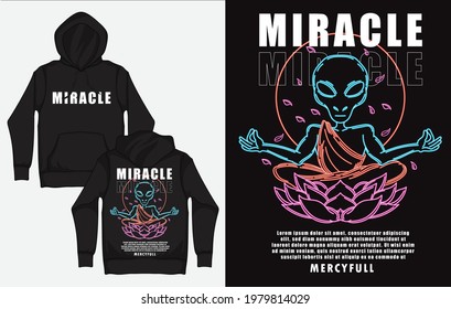 Hoodies with Retro Streetwear Design, Alien with Miracle