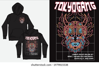 Hoodies with Retro Streetwear Design, Devils, Tokyo Gang