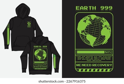 Hoodies with Retro Streetwear Design, Earth Condition