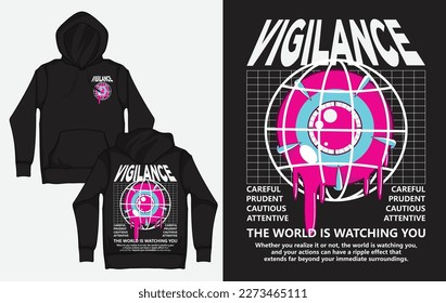 Hoodies with Retro Streetwear Design, Seer's Eye, Vigilance