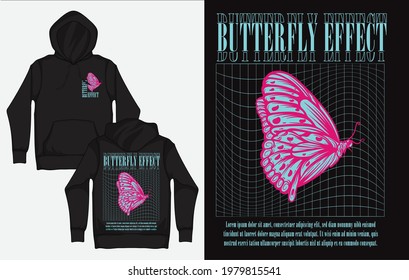 Hoodies with Vaporwave Streetwear Design, Butterfly Effect