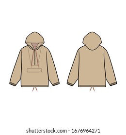 hoodies vector tech pack template front and back.