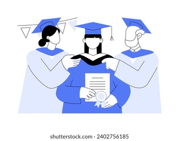 Hooding ceremony isolated cartoon vector illustrations. Professors places the hood over the head of the graduate, getting master and doctoral degree, university education is over vector cartoon.