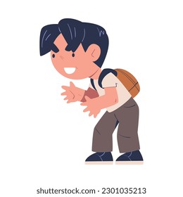 Hoodlum boy with evil smile mocking at someone, bad child behavior, school bullying cartoon vector illustration