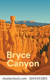 The hoodoos of Bryce Canyon glow under the golden light of the hour before sunset, casting long shadows across the unique rock formations. 