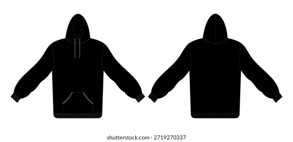 Vector de Plantilla de maqueta negro con capucha