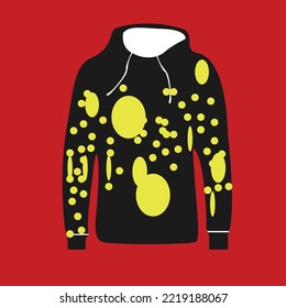 Hoody, black sweatshirt on hanger mock up front, side and back view. isolated hoodie with long sleeves, kangaroo muff pocket and drawstrings. sports, casual urban clothing, realistic 3d template