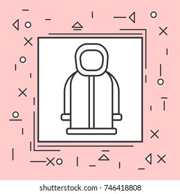 Hoody Coat Icon Thin Line In Pink Frame Vector Illustration