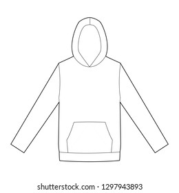 Hoody Fashion Flat Technical Drawing Template Stock Vector (Royalty ...