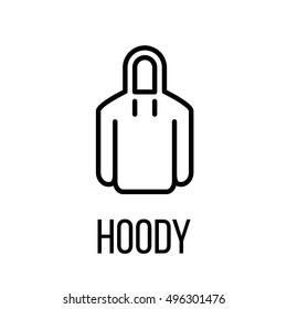 Hoody icon or logo in modern line style. High quality black outline pictogram for web site design and mobile apps. Vector illustration on a white background. 