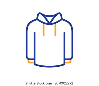 Icono de la línea Hoody. Señal de uso de la casa. Símbolo de sudadera encapuchado. Concepto colorido del contorno de línea delgada. Icono de caricatura de estilo lineal. Trazo editable. Vector