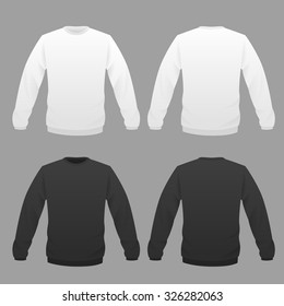 Hoody template set, front and back view. Vector illustration.