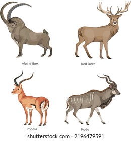 hoof animals species icons horned animals sketch