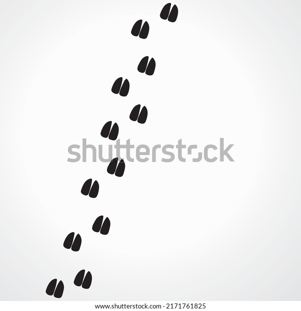 Hoof (paw) prints. Pig (deer, goat, cow,\
sheep) hoof prints. Animal paw prints isolated on grey background.\
Vector illustration