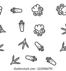 Hoof Print Animal, Bird And Human Shoe Set Vector. People Footprint And Elephant Hoof Print, Deer And Bear, Horse And Tiger, Chicken And Mouse. Mammal Sheep Paw Black Contour Illustrations