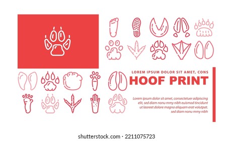 Hoof Print Animal, Bird And Human Shoe Set Vector. People Footprint And Elephant Hoof Print, Deer And Bear, Horse And Tiger, Chicken And Mouse. Mammal Sheep Paw Color Illustrations