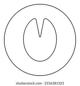 Hoof print of horse mare icon in circle round black color vector illustration image outline contour line thin style