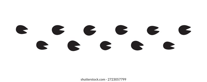 Conjunto de líneas de sello táctil de pierna Hoofprints. Pezuñas de huella dibujadas a mano de tinta negra plana Estilo cómico de contorno de grabado retro. Ilustración vectorial