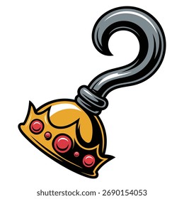 Hook arm cartoon vector illustration isolated design element suitable for pirate themed fantasy cartoon halloween or creative decoration artwork