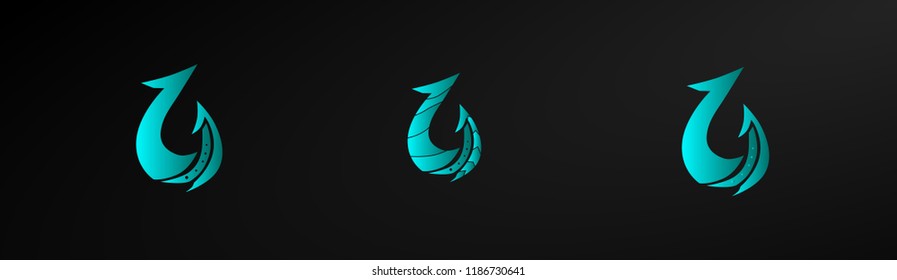 hook or baits logo, Set of abstract vector company business logo icons popular web concepts, logo with philosopy mean energy grow dream creative and spirit