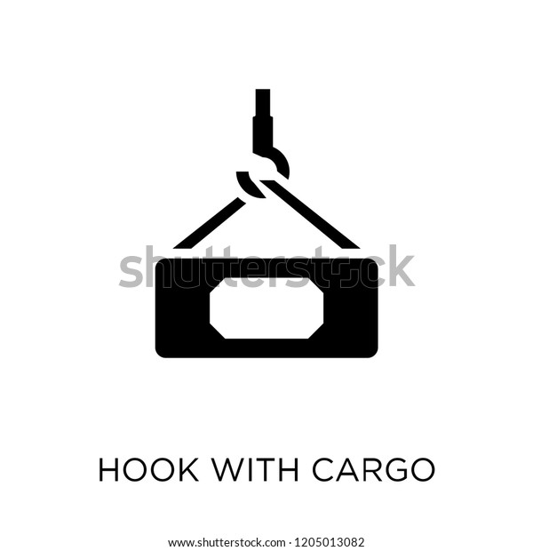 hook with cargo icon. hook with cargo symbol\
design from Construction collection. Simple element vector\
illustration on white\
background.
