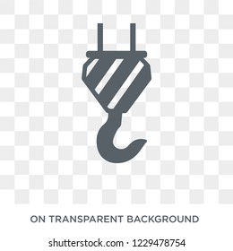 hook with cargo icon. Trendy flat vector hook with cargo icon on transparent background from Construction collection. 