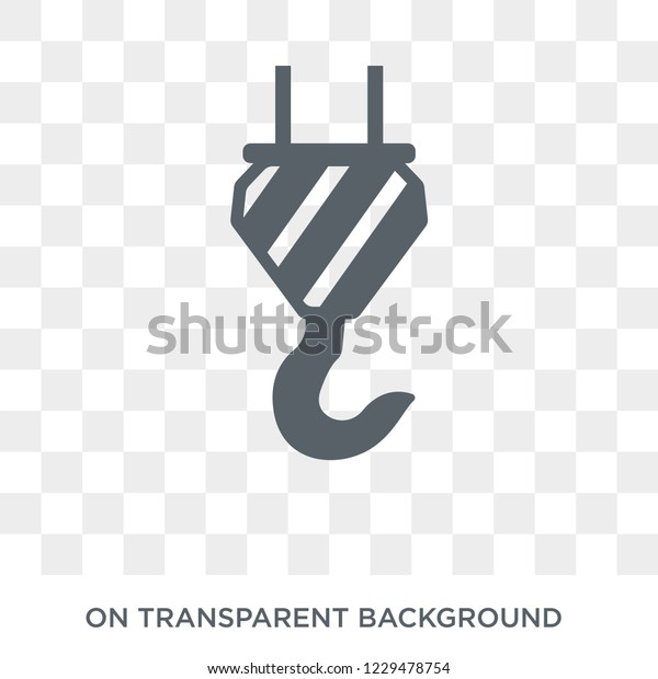 hook with cargo icon. Trendy flat vector hook with cargo\
icon on transparent background from Construction collection.\
