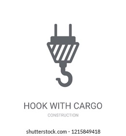 hook with cargo icon. Trendy hook with cargo logo concept on white background from Construction collection. Suitable for use on web apps, mobile apps and print media.