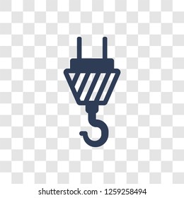 hook with cargo icon. Trendy hook with cargo logo concept on transparent background from Construction collection