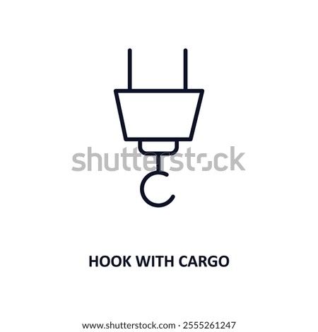 hook with cargo outline icon.  Thin line icon from construction tools collection. Editable vector isolated on white background