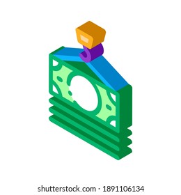 hook cash bill icon vector. isometric hook cash bill sign. color isolated symbol illustration