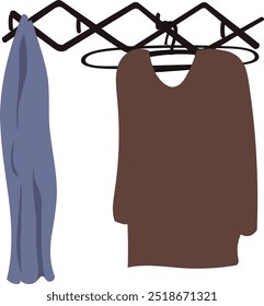 hook clothes hanger with clothes on it vector illustration. wall hanger design icon isolated on white backgroun