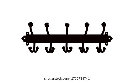 hook coat rack hanger, black isolated silhouette