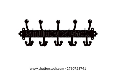 hook coat rack hanger, black isolated silhouette