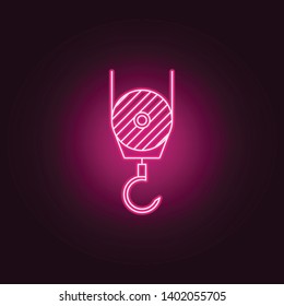 a hook from a construction crane neon icon. Elements of Measure set. Simple icon for websites, web design, mobile app, info graphics
