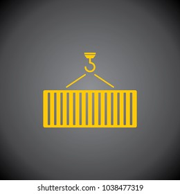 Hook & Container icon on black background.