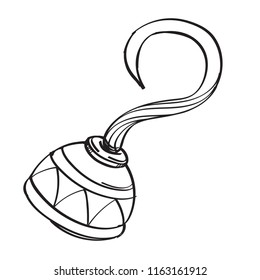 Hook contour illustration for coloring. Template for tattoo.