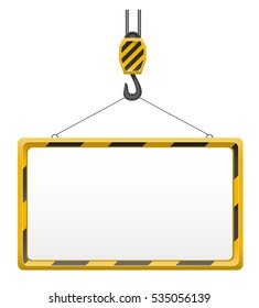 hook crane for building blank template board vector illustration isolated on white background
