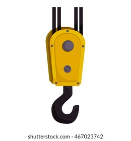 hook crane hang pull metal equipment work industry construction vector graphic isolated illustration