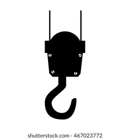 hook crane hang pull metal equipment work industry construction vector graphic isolated illustration