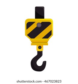 hook crane hang pull metal equipment work industry construction vector graphic isolated illustration