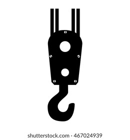 hook crane hang pull metal equipment work industry construction vector graphic isolated illustration
