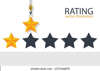 Hook crane holding rating star. Vector illustration.