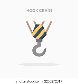 Hook Crane icon flat. Vector illustration on white background. Can used for web, app, digital product, presentation, UI and many more.