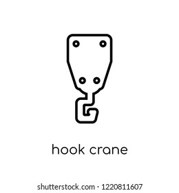 hook crane icon. Trendy modern flat linear vector hook crane icon on white background from thin line Industry collection, outline vector illustration