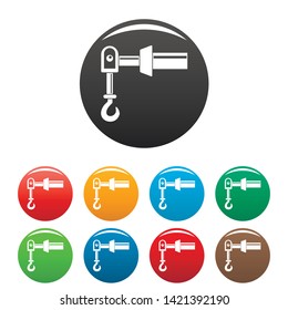 Hook crane icons set 9 color vector isolated on white for any design
