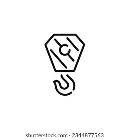 Icono de línea de grúa de gancho aislado en fondo blanco