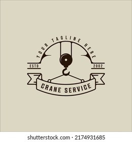 hook crane logo vintage vector illustration template icon graphic design. retro construction sign or symbol for industry and company concept