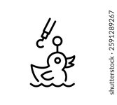 hook the duck game icon vector, line style icon