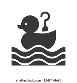 Hook a duck vector icon, amusement park related solid design